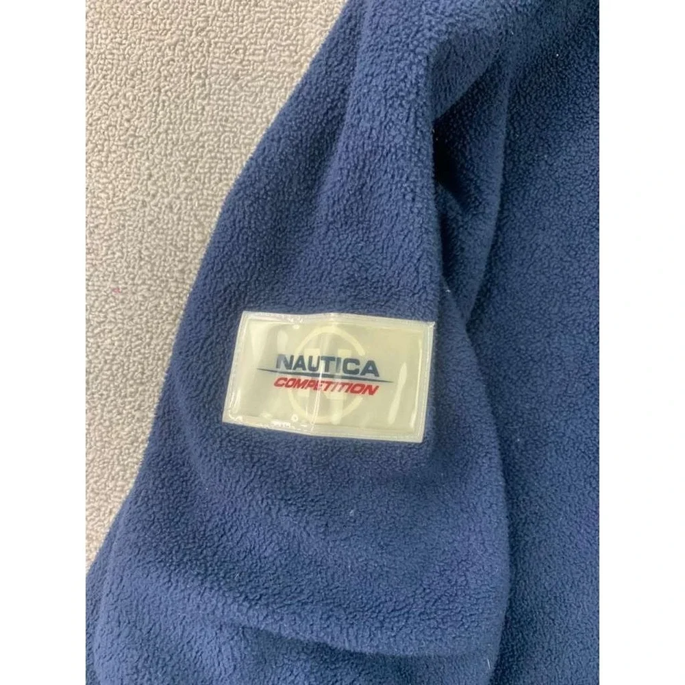 Vintage Nautica Competition Fleece Pullover Men XXL Navy Blue Yellow Made USA‎